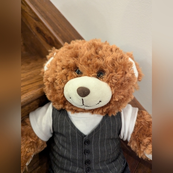 Build A Bear 2010 champ Brown Teddy Bear, Plush with  jeans and vest. - Picture 5 of 11